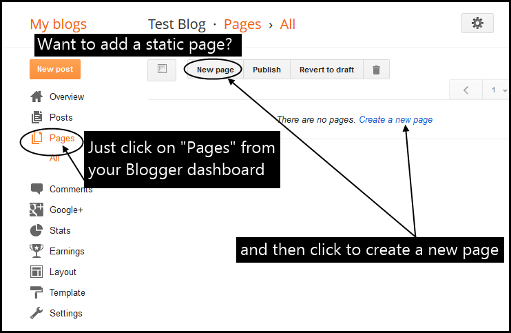 How to add a page to Blogger navigation menu new