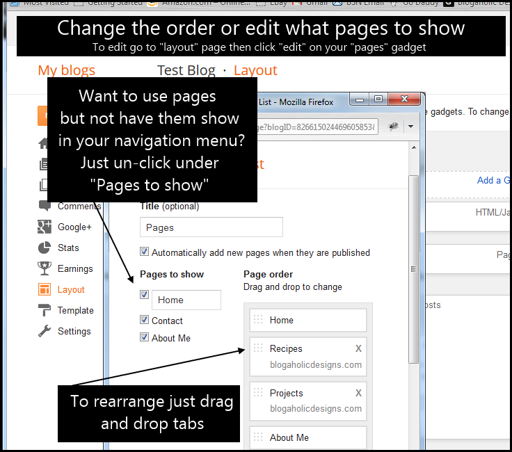 How to edit your Blogger navigation menu or change order of pages blogspot