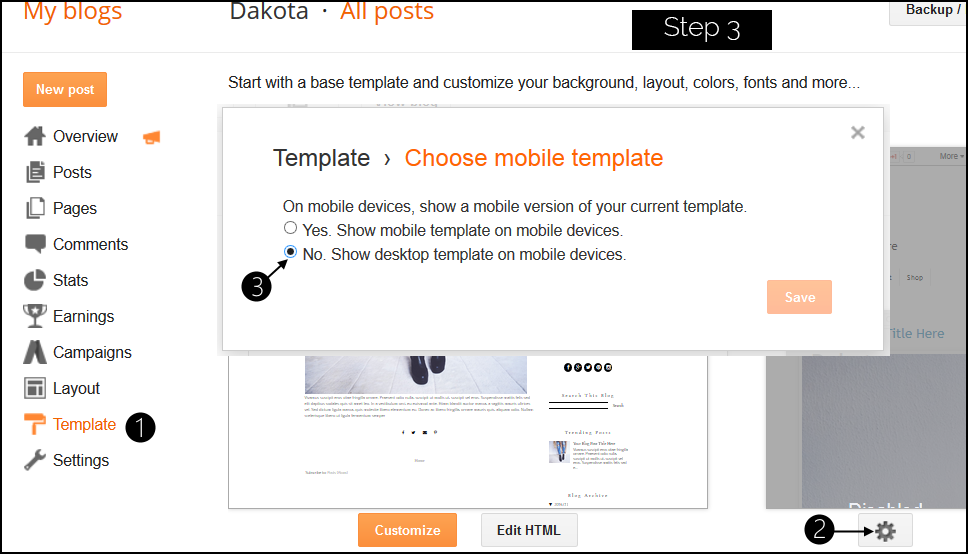 Step 2 - Blogger Template Install