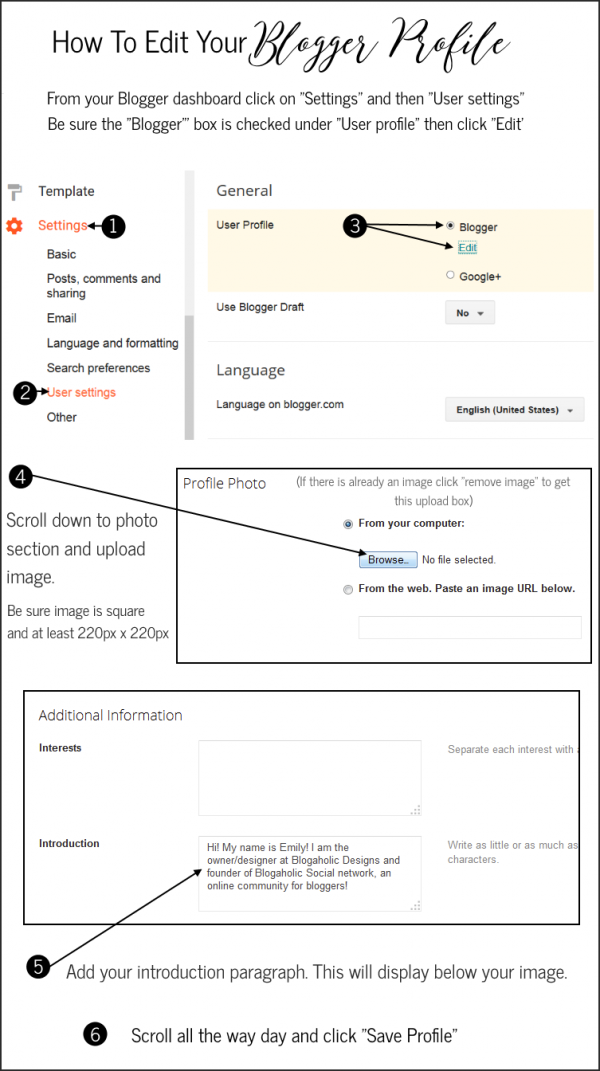 How To Configure Your Blogger Profile Section | BD Web Studio